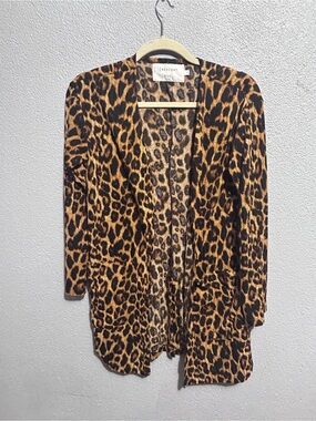 Crescent drive open front leopard print cardigan size small